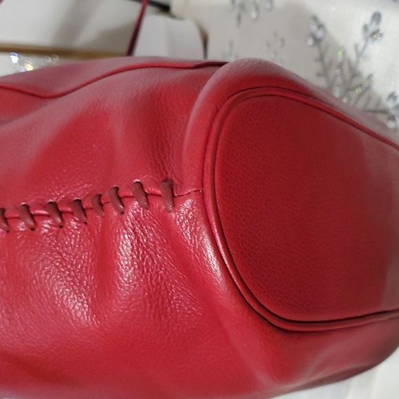 YSL Red Pebble Leather Tote Bag - Picture 9 of 16
